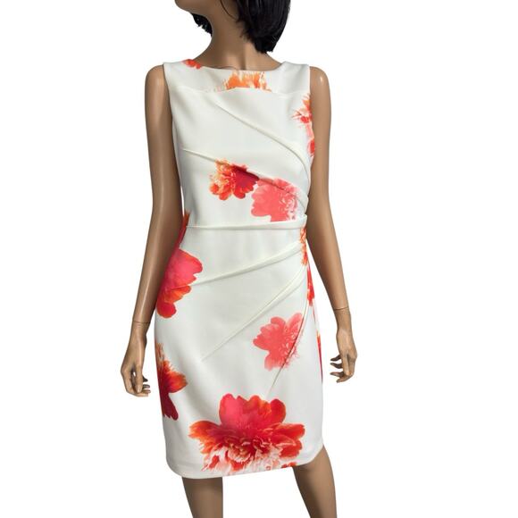 Calvin Klein Floral Scuba Knit Sheath Dress 10 Sunburst Bloomcore Party Wedding - Picture 5 of 14